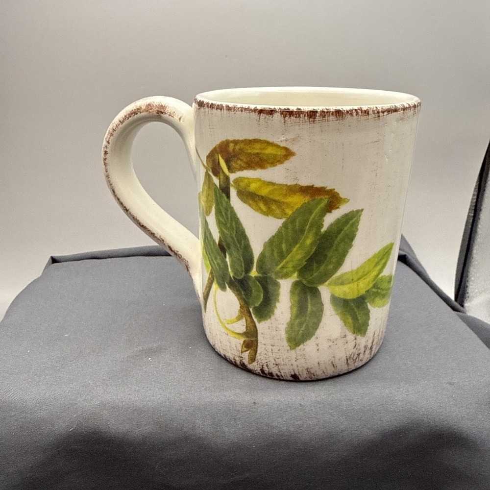 Sur La Table  Hand Painted Floral Design Italy CAPRI Mug Holds 12 ounces READ AS